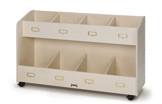 8 Section Mobile White Book Cart Organizer
