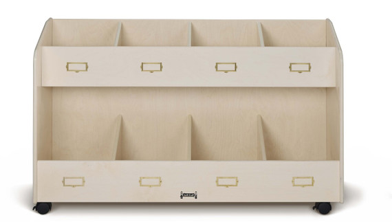 8 Section Mobile White Book Cart Organizer