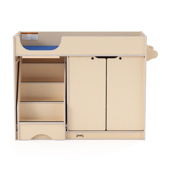 White Wooden Diaper Changing Table With Stairs