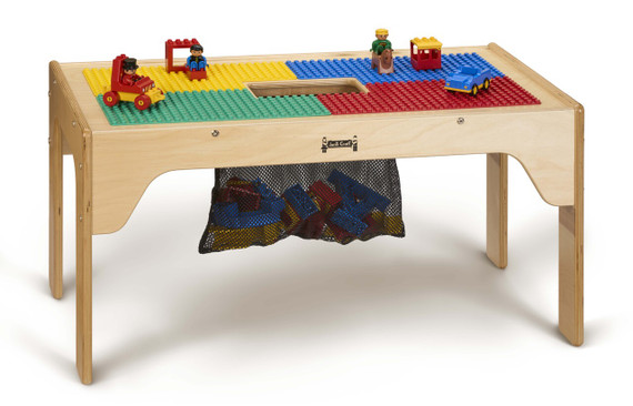 Kids DUPLO® Compatible Wood Rectangle Storage Table
