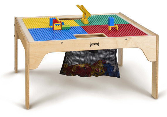 Wood DUPLO® Compatible Square Dual Storage Table