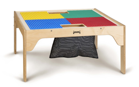 Wood DUPLO® Compatible Square Dual Storage Table