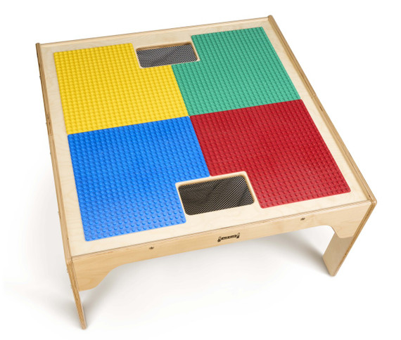 Wood DUPLO® Compatible Square Dual Storage Table