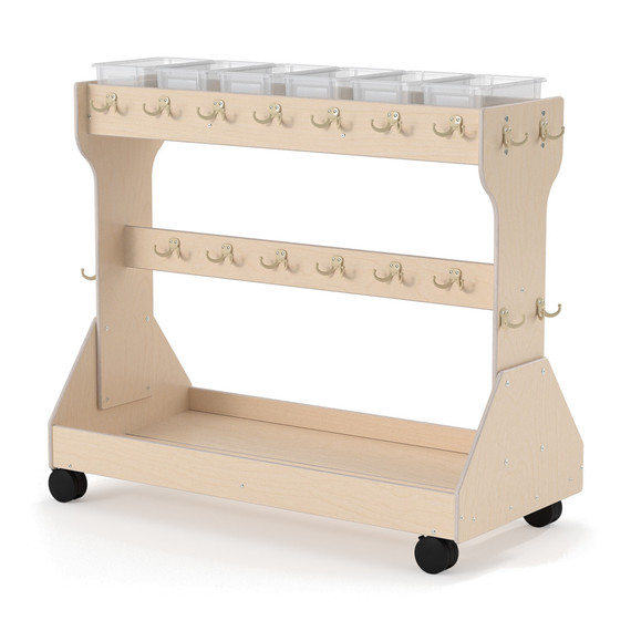 Mobile Hanging White Backpack Storage Cart