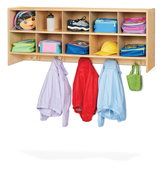 10 Section Wood Wall Mounted Coat Locker With Storage