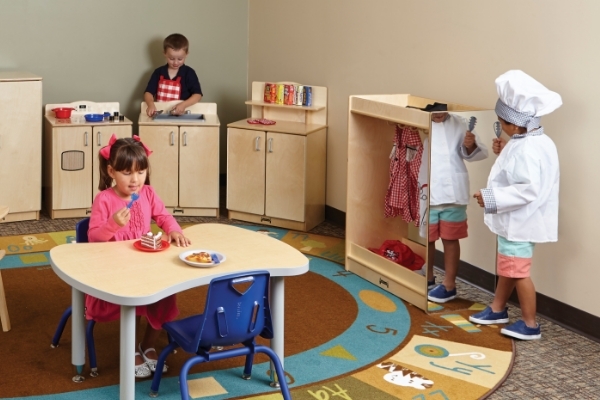Kids in kitchen play area