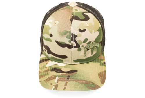 ABEL CREATURE STITCHED ON A MULTICAM TRUCKER HAT