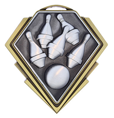 Diamond Series Tenpin Bowling Medal - MMD805 — 3" x 3"