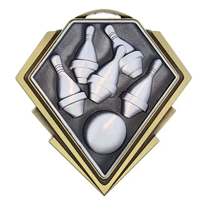 Diamond Series Tenpin Bowling Medal - MMD805 — 3" x 3"