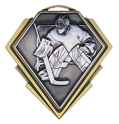 Diamond Series Hockey Goalie Medal - MMD857 — 3" x 3"