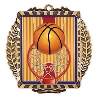 MML 6000 Series Basketball Medal - MML6045 — 3 1/2" x 3 1/2"