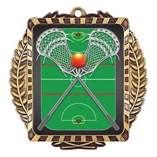MML 6000 Series Lacrosse Medal - MML6050 — 3 1/2" x 3 1/2"