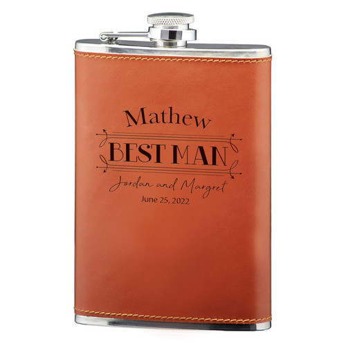 Brown Leatherette Flask - 8 oz