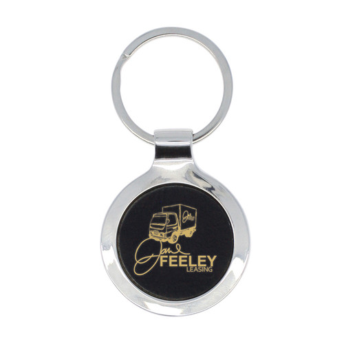 Leatherette Round Keychain
