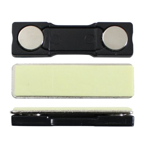 Rectangle 2 Post Badge Magnet, Black Backing with Adhesive 1.75"