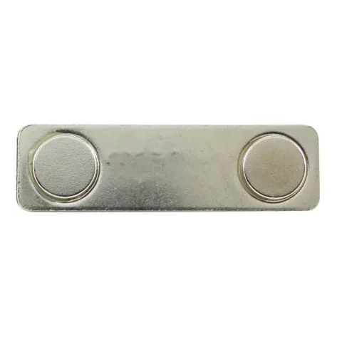 Rectangle 2 Post Badge Magnet, Silver Metal Backing with Adhesive 1.75"