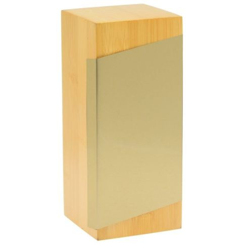Wood Pillar Award with Satin Gold Plate — 7" x 3" x 3"