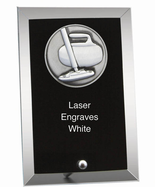 Glass Plaque – Curling — 6 x 4 inches
