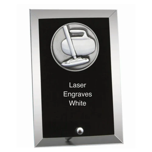Glass Plaque – Curling — 6 x 4 inches