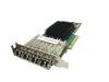 IBM EN24 PCIe4 x16 4-port 25/10/1 GbE RoCE SFP28 Adapter card with low-profile bracket and four SFP28 ports front and rear views