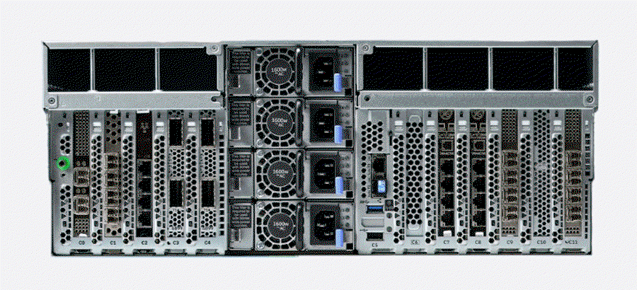 IBM Power S1124 9824-42A 32-Core Power11 iSeries Server rear view in 4U rack configuration
