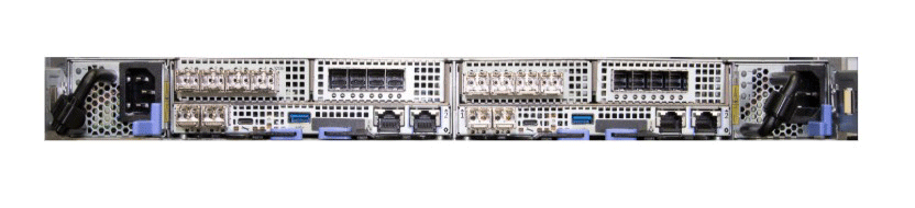 IBM 4662-7H2 FlashSystem 5300 38TB NVMe control enclosure rear view with 8 drive bays and node canisters