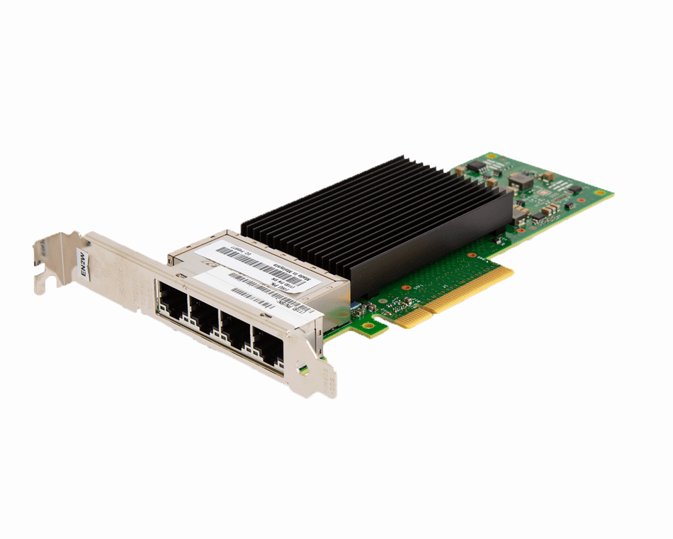 IBM EN2X PCIe3 low-profile 4-port 10GbE BaseT RJ45 Adapter 03JP016 front view showing four RJ45 copper ports