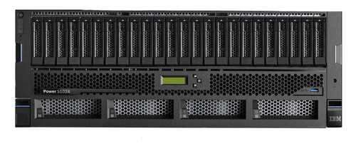 IBM Power S1024 9105-42A EPGC server chassis front view displaying drive bays, status LEDs, and 4U rack-mount design