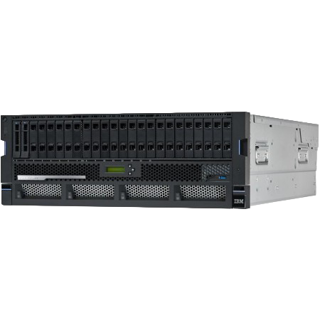 IBM Power S1124 9824-42A server chassis front view showing drive bays, LED indicators, and compact 2U rack design