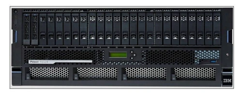 IBM Power S1124 9824-42A server chassis front view showing drive bays, LED indicators, and compact 4U rack design