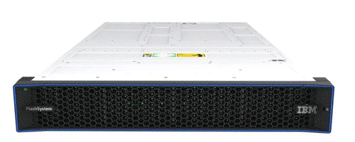 IBM 5075-A30 FlashSystem 7600 105TB NVMe control enclosure front view with 12 drive bays and node canisters