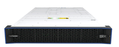 IBM 5075-A30 FlashSystem 7600 844TB NVMe control enclosure front view with 32 drive bays and node canisters