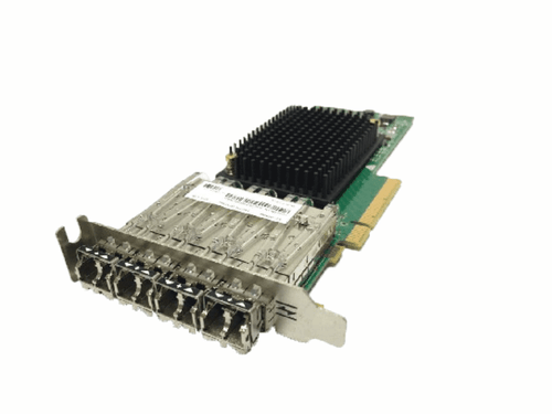 IBM EN2M PCIe4 32 Gb 4-port Optical FC Adapter card with low-profile bracket and four SFP+ ports front and rear views