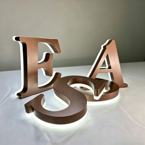 Brushed stainless steel backlit salon letter sign
