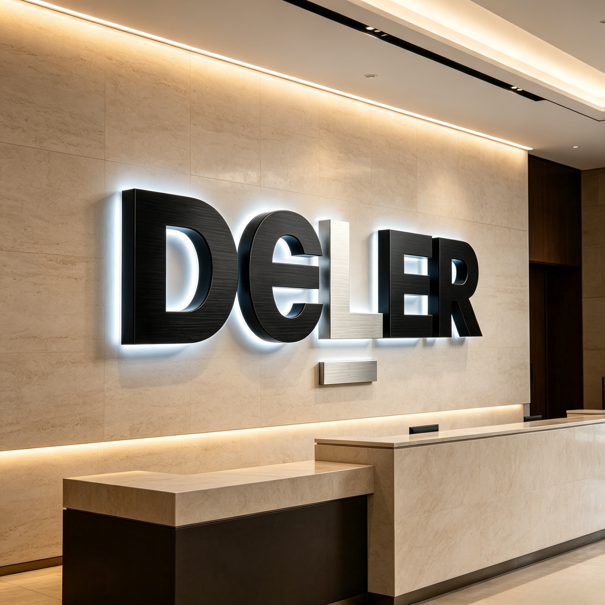 Backlit custom foreign language wall signage