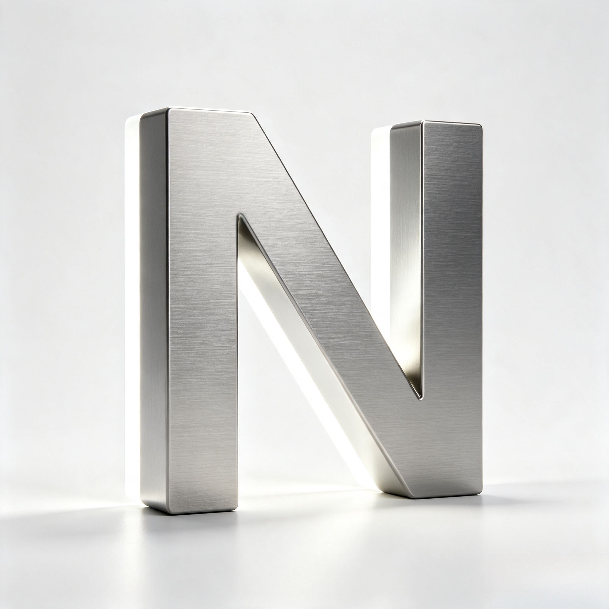Brushed electroplated stainless steel texture close-up for backlit logo letters