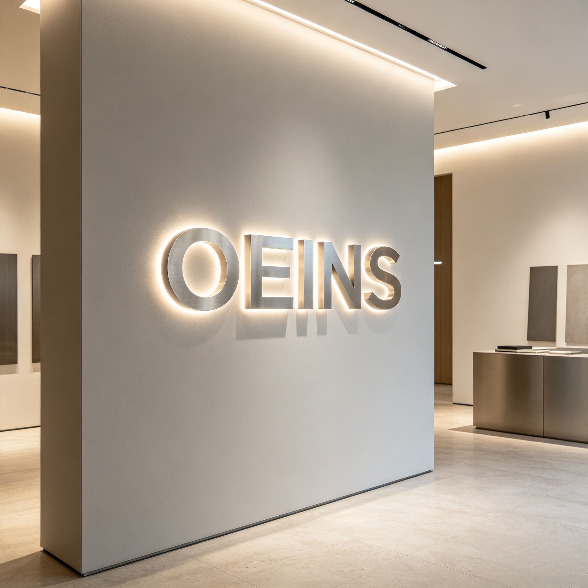 Custom backlit metal channel letters for corporate lobby