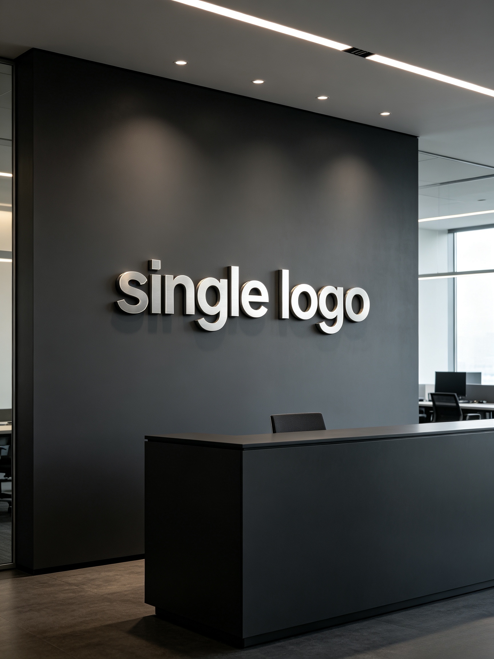 Brushed stainless steel 3D logo letters for office reception wall