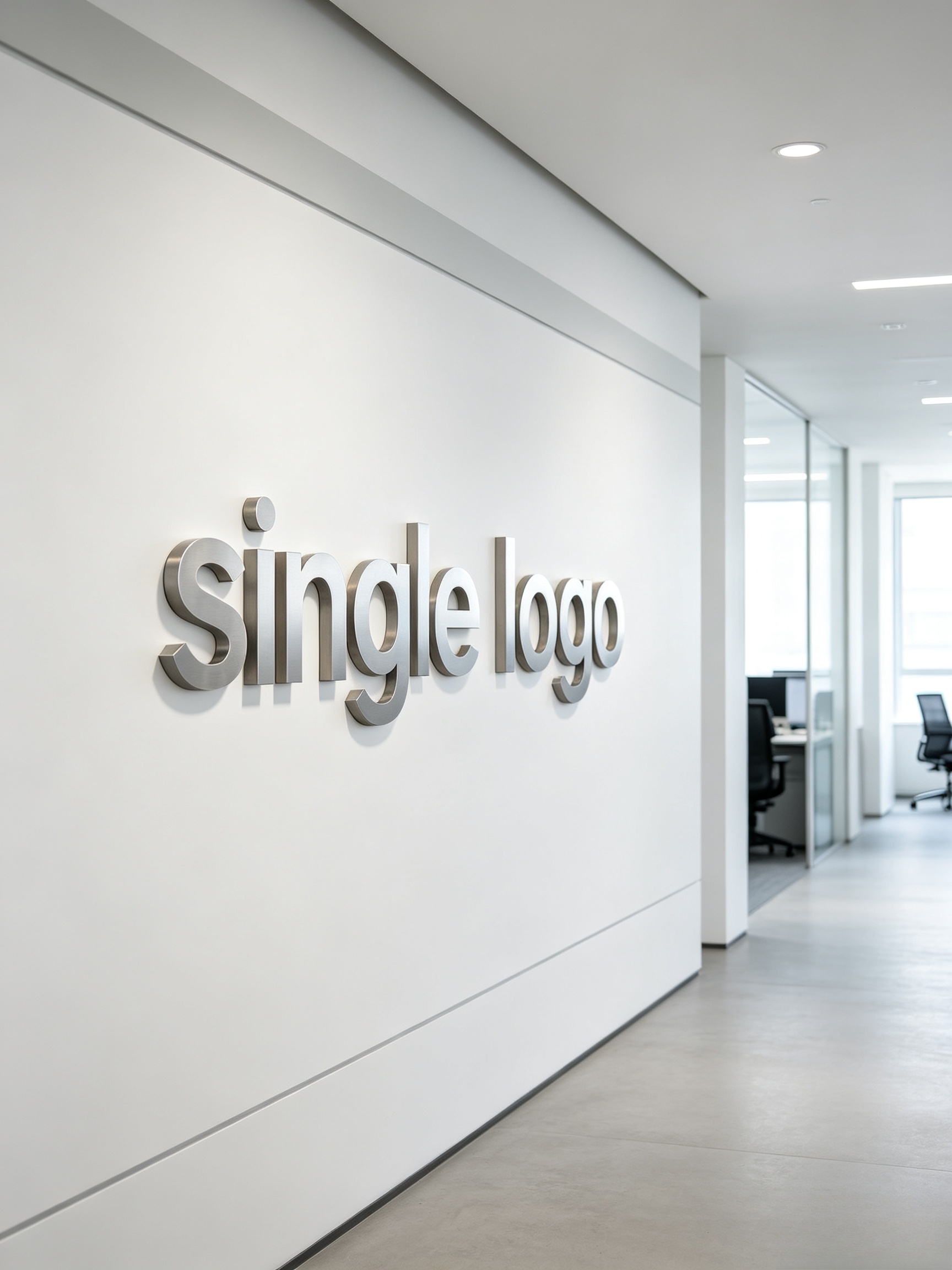 Brushed metal 3D sign letters corporate interior wall display