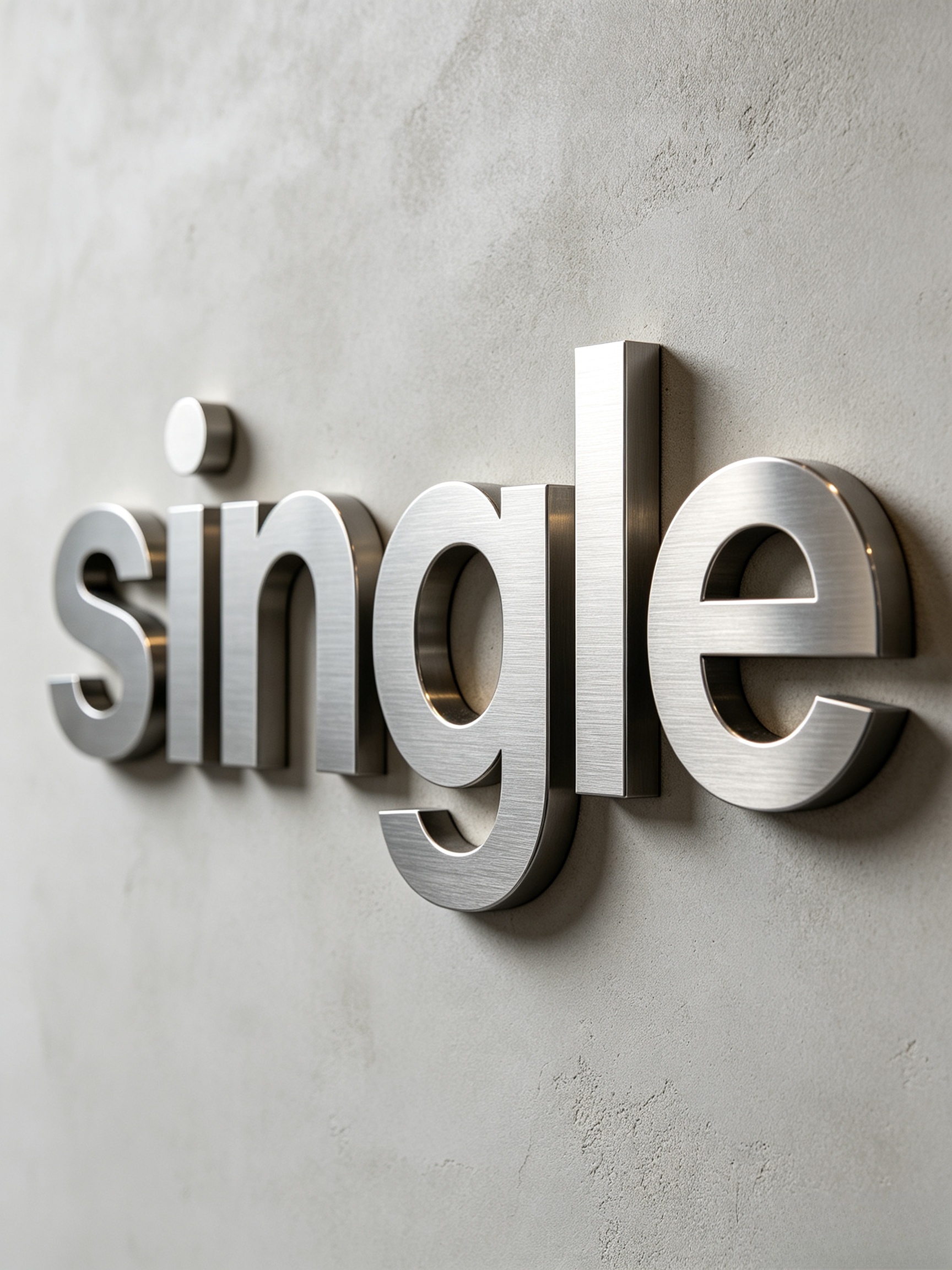 Brushed stainless‑steel 3D channel letters modern office wall