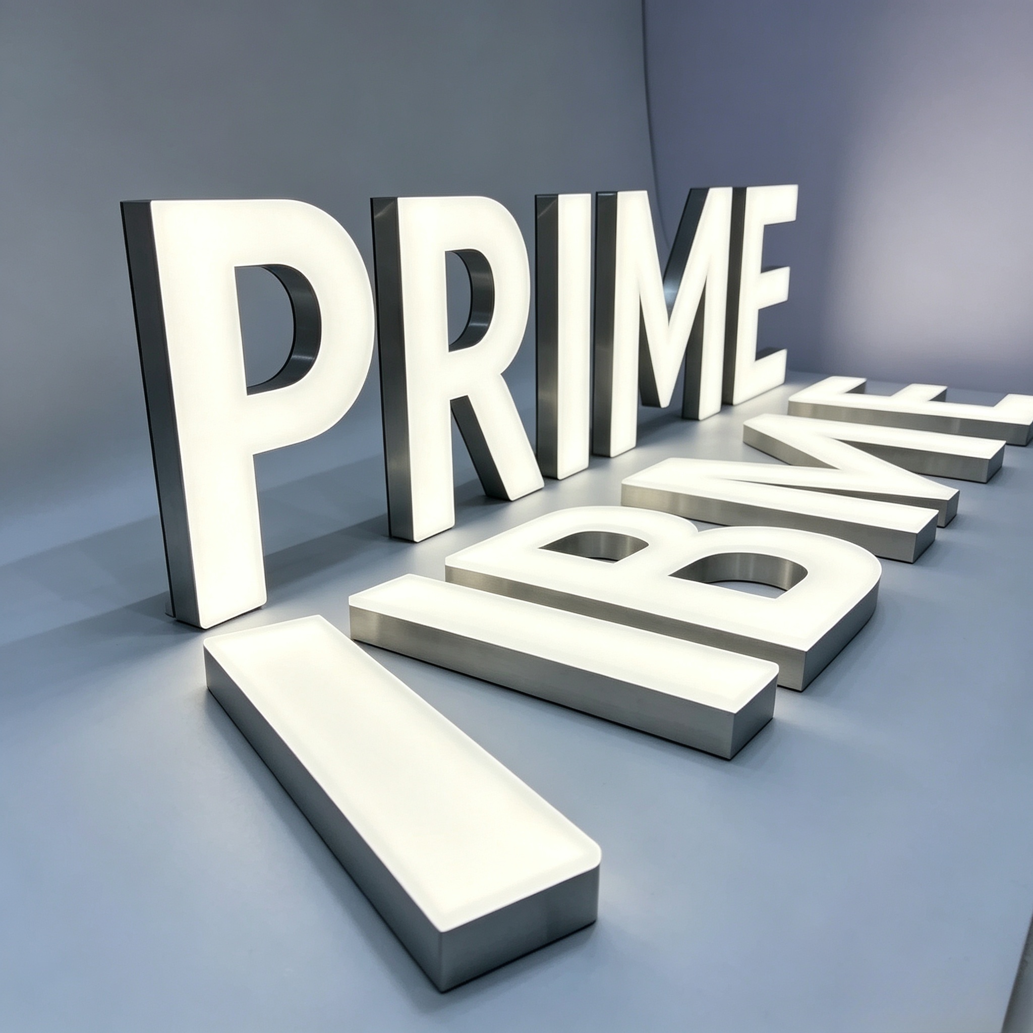 Even glowing acrylic face for front lit metal sign