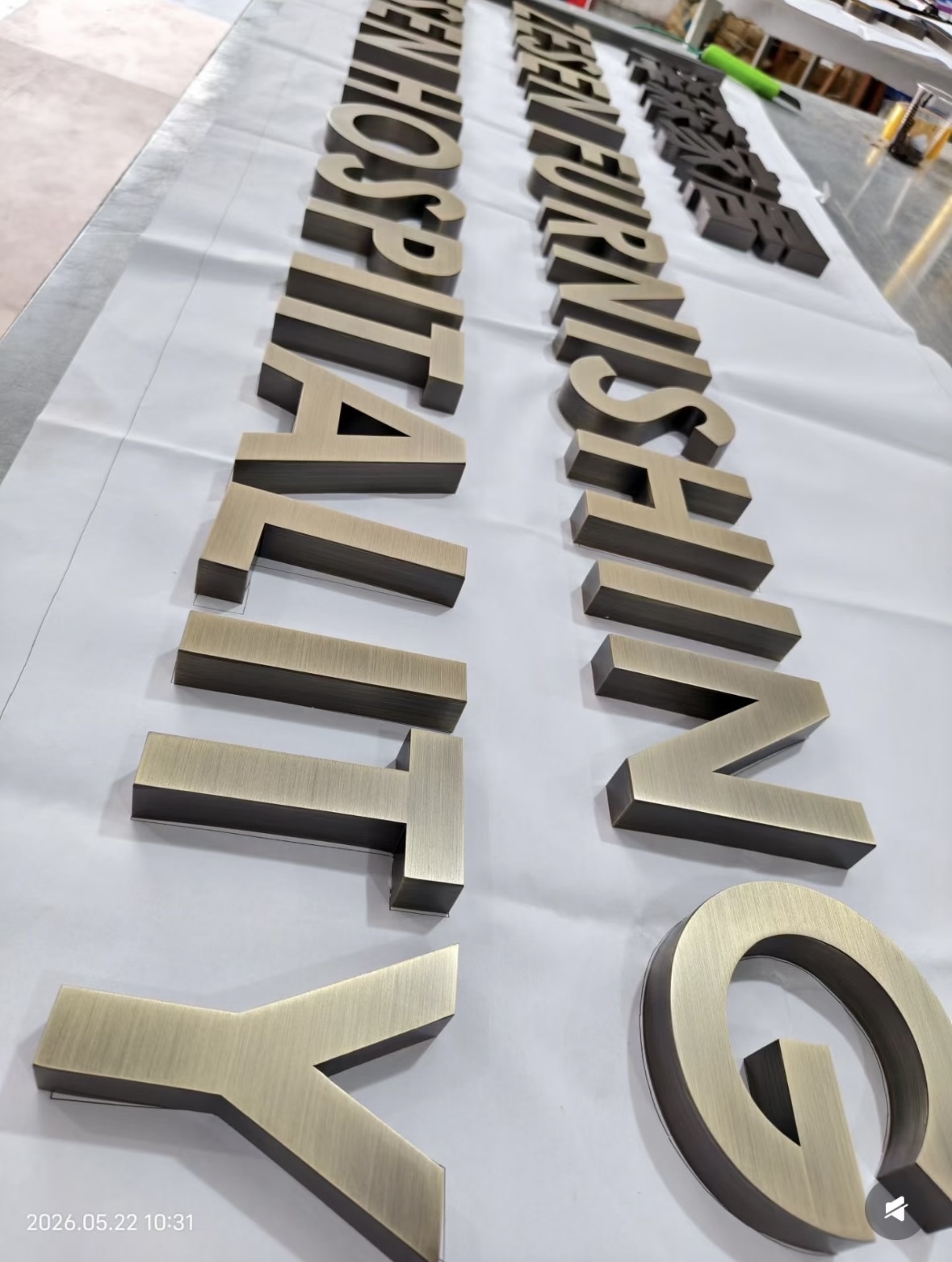 Silver brushed stainless steel hotel 3D metal letter set