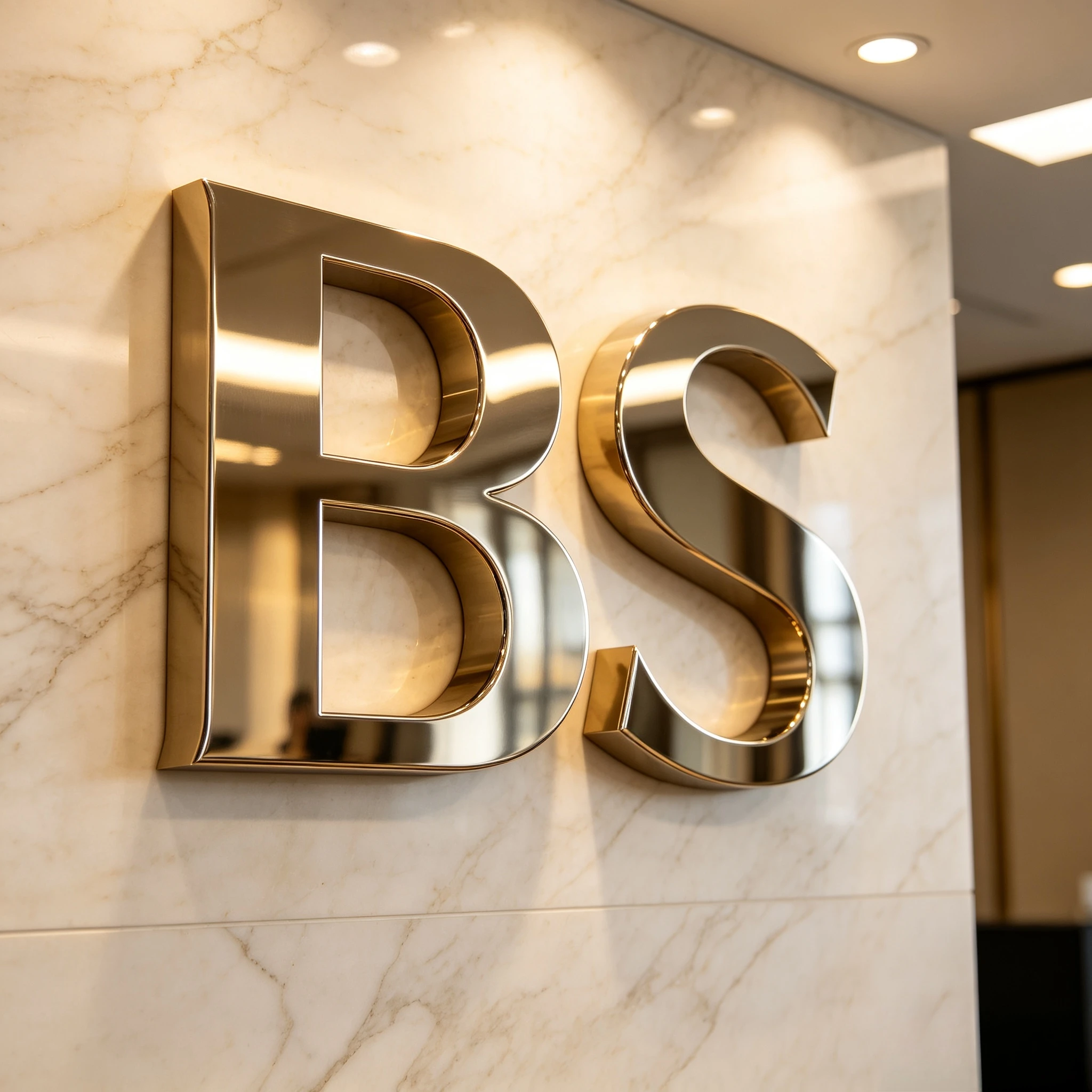 Mirror polished stainless steel 3D metal letters