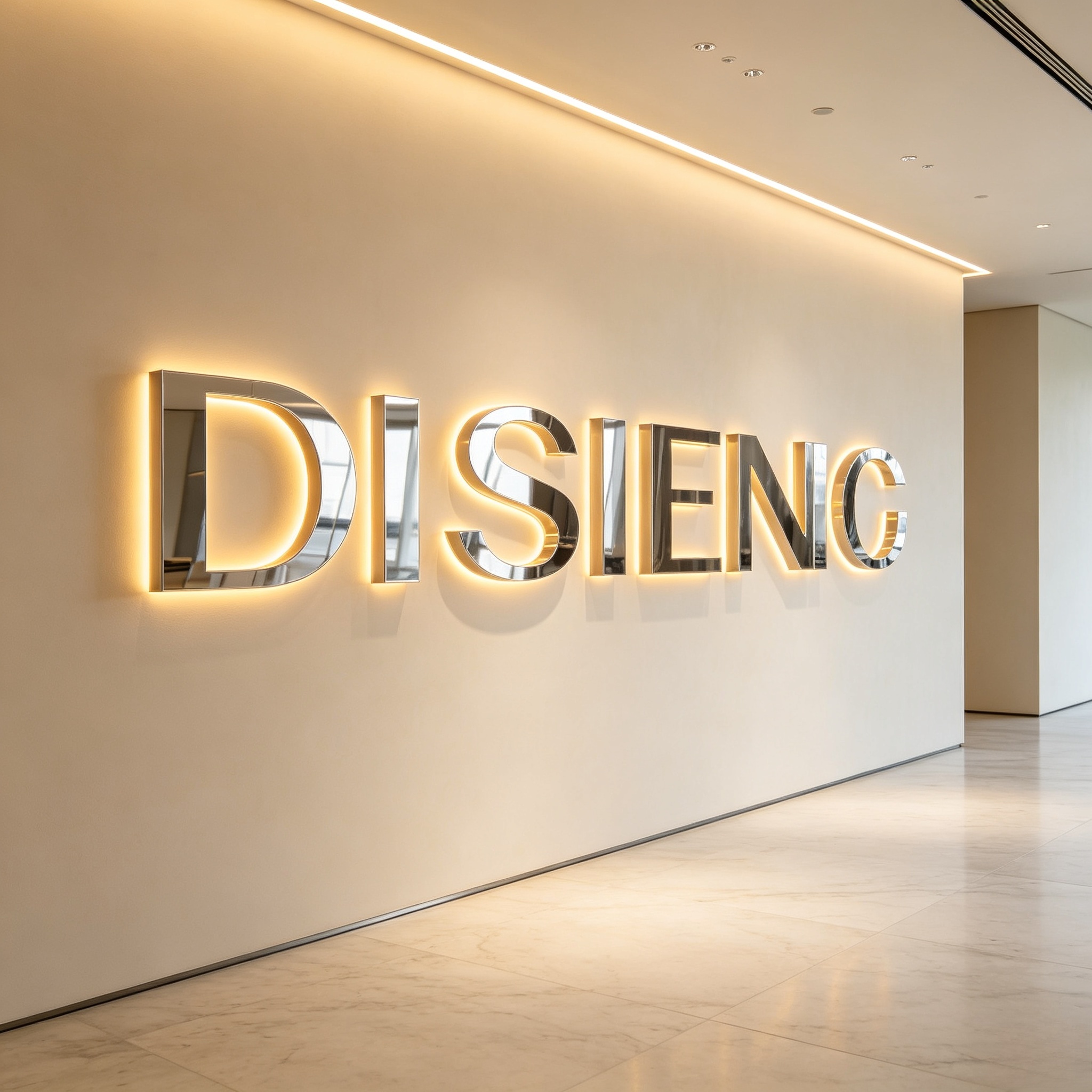 Mirror polished backlit 3D letters for brand exhibition hall