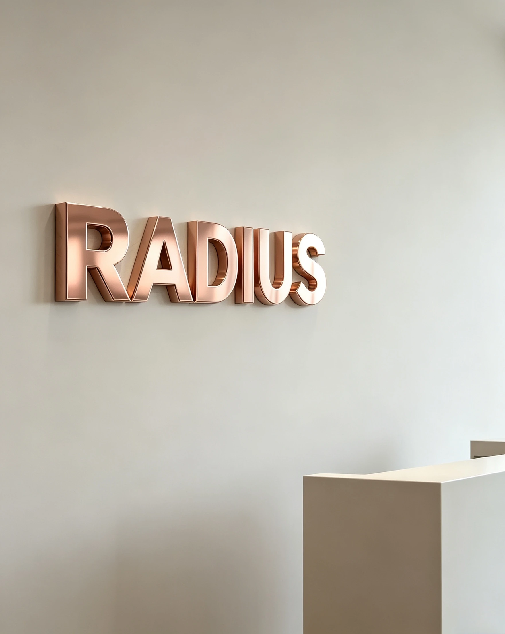 Rose gold mirror polished metal 3D letter