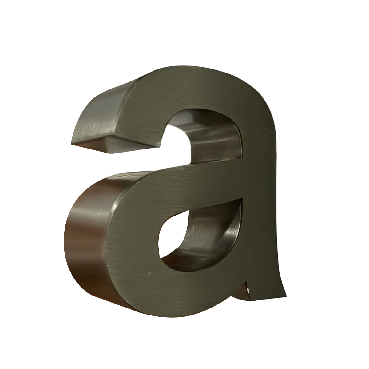 Custom brushed stainless steel 3D lettering, multi-language options for indoor logo display
