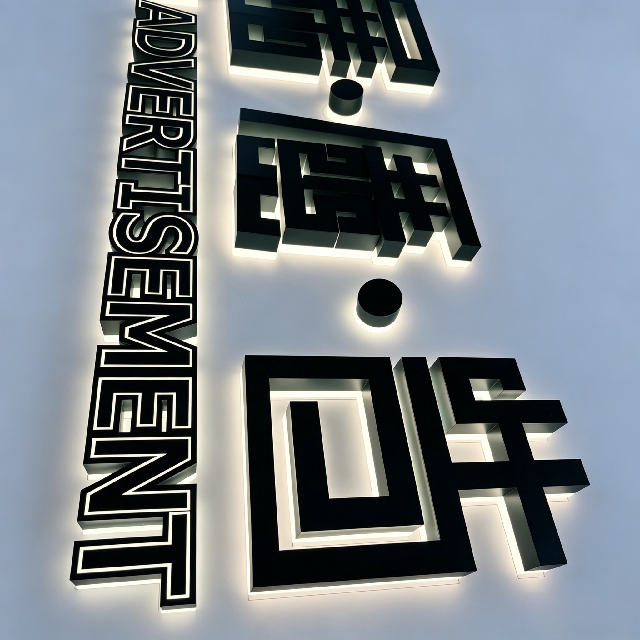 Backlit stainless steel wall logo