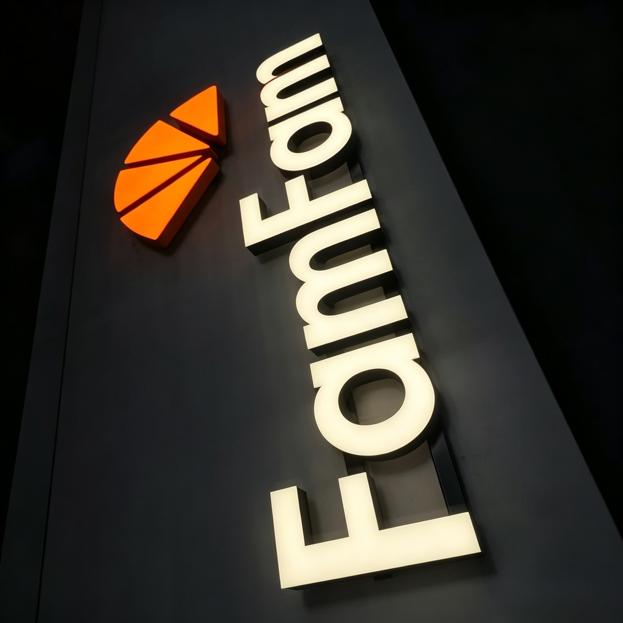 Front lit stainless steel store letter signage
