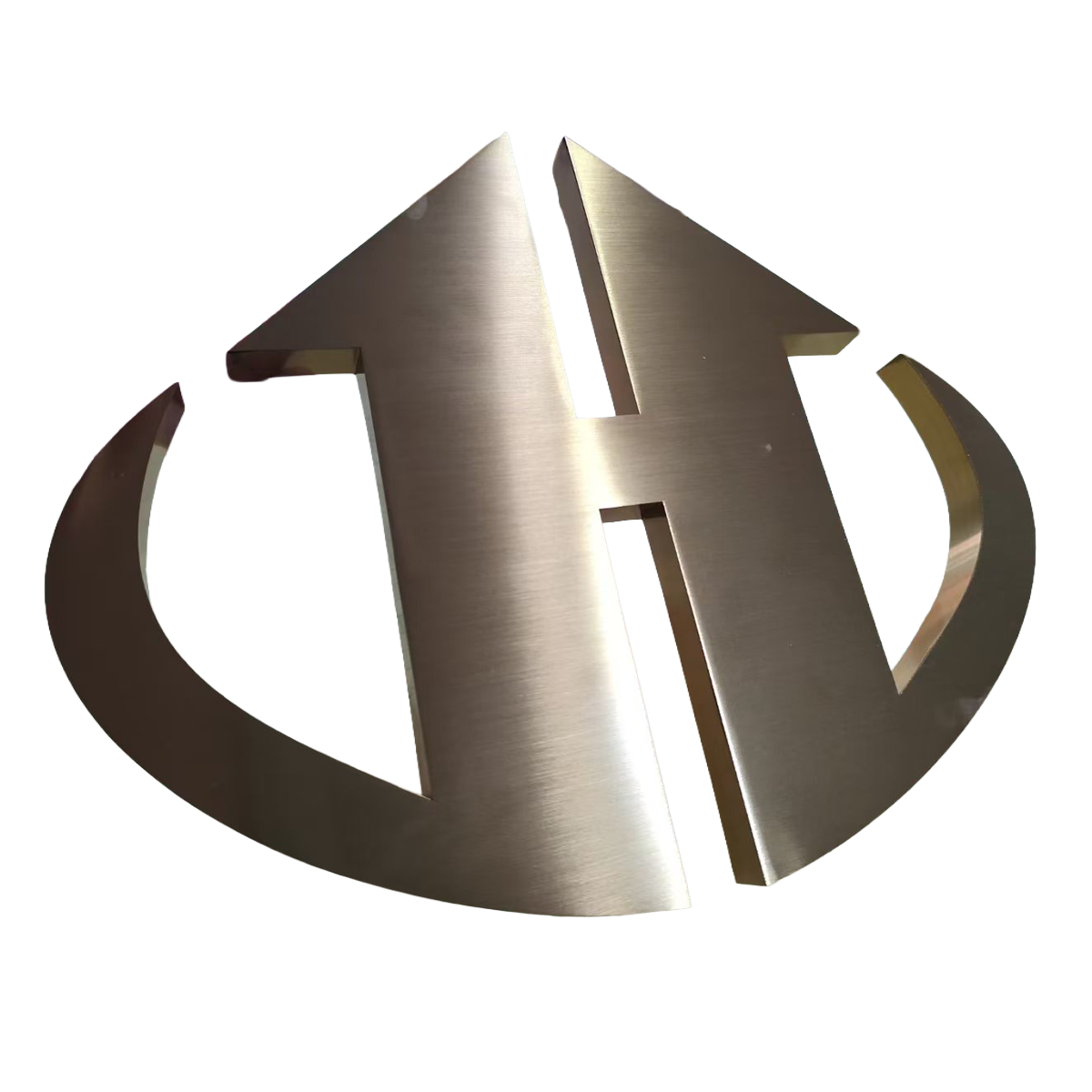 Brushed stainless steel 3D letter, customizable size and shape for brand wall signage