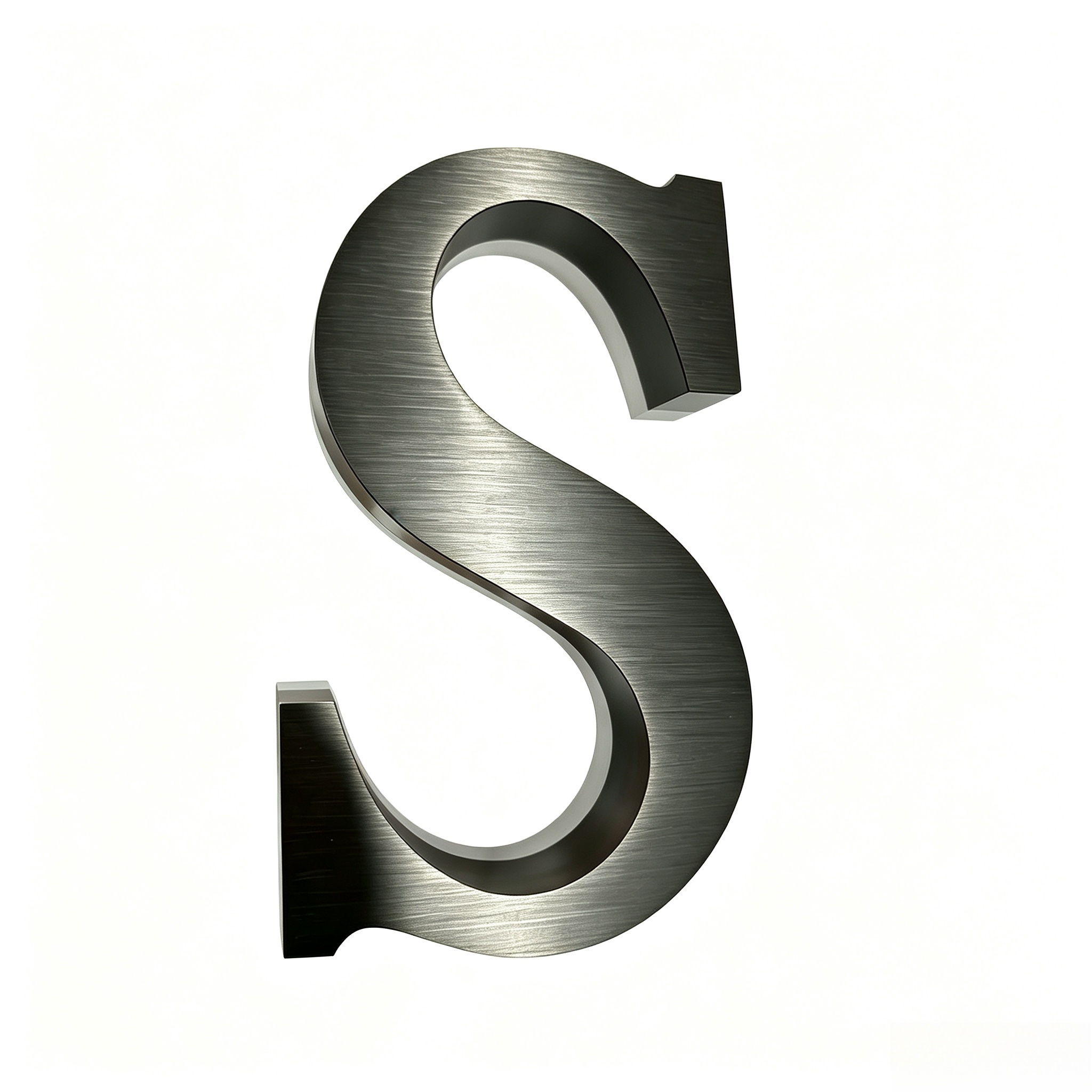 Close up of brushed stainless steel texture for metal letters